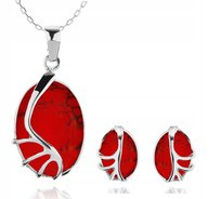 Zestaw Biżuterii Srebrnej Z Koralami Klipsy