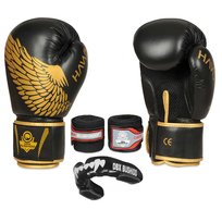 Zestaw bokserski BUSHIDO: Rękawice 12oz sparingowe + Owijki elastyczne 4m + Ochraniacz żelowy kły MG-2