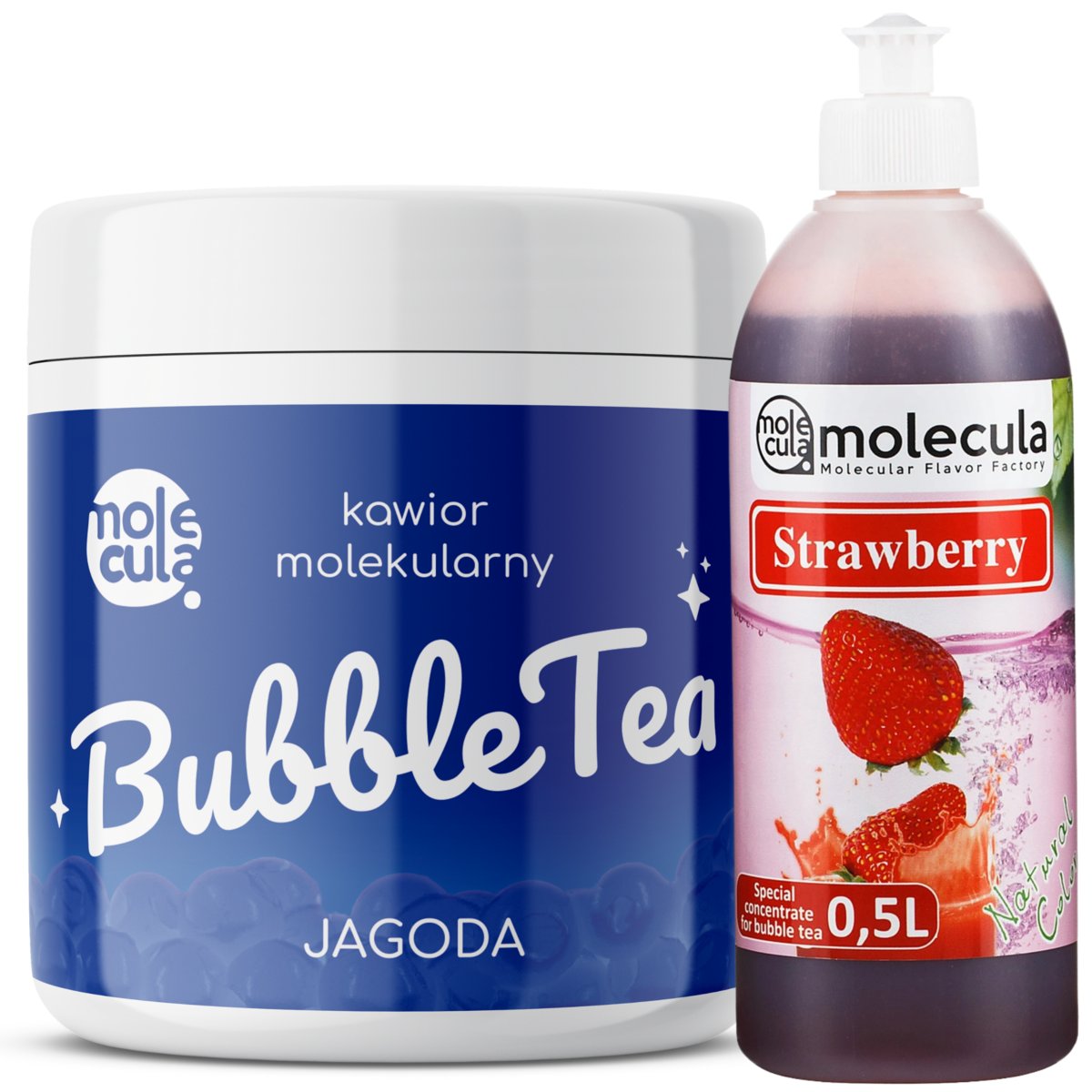 Zestaw Bubble Tea Kuleczki Jagoda, Syrop Truskawka, Kubki I Słomki