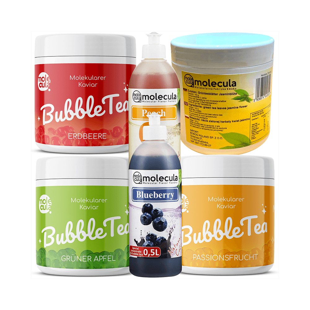 Zestaw Bubble Tea, Kuleczki Truskawka, Marakuja, Jabłko, Syrop Jagoda