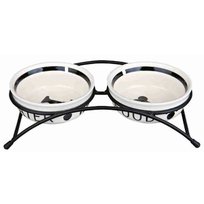 Zestaw ceramicznych misek dla psa na stojaku TRIXIE Eat on Feet, 15 cm, 2x600 ml