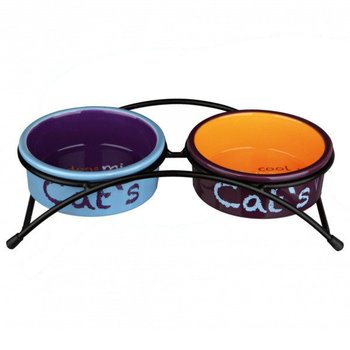 Zestaw ceramicznych misek na stojaku dla kota TRIXIE Eat on Feet, 12 cm, 2x300 ml