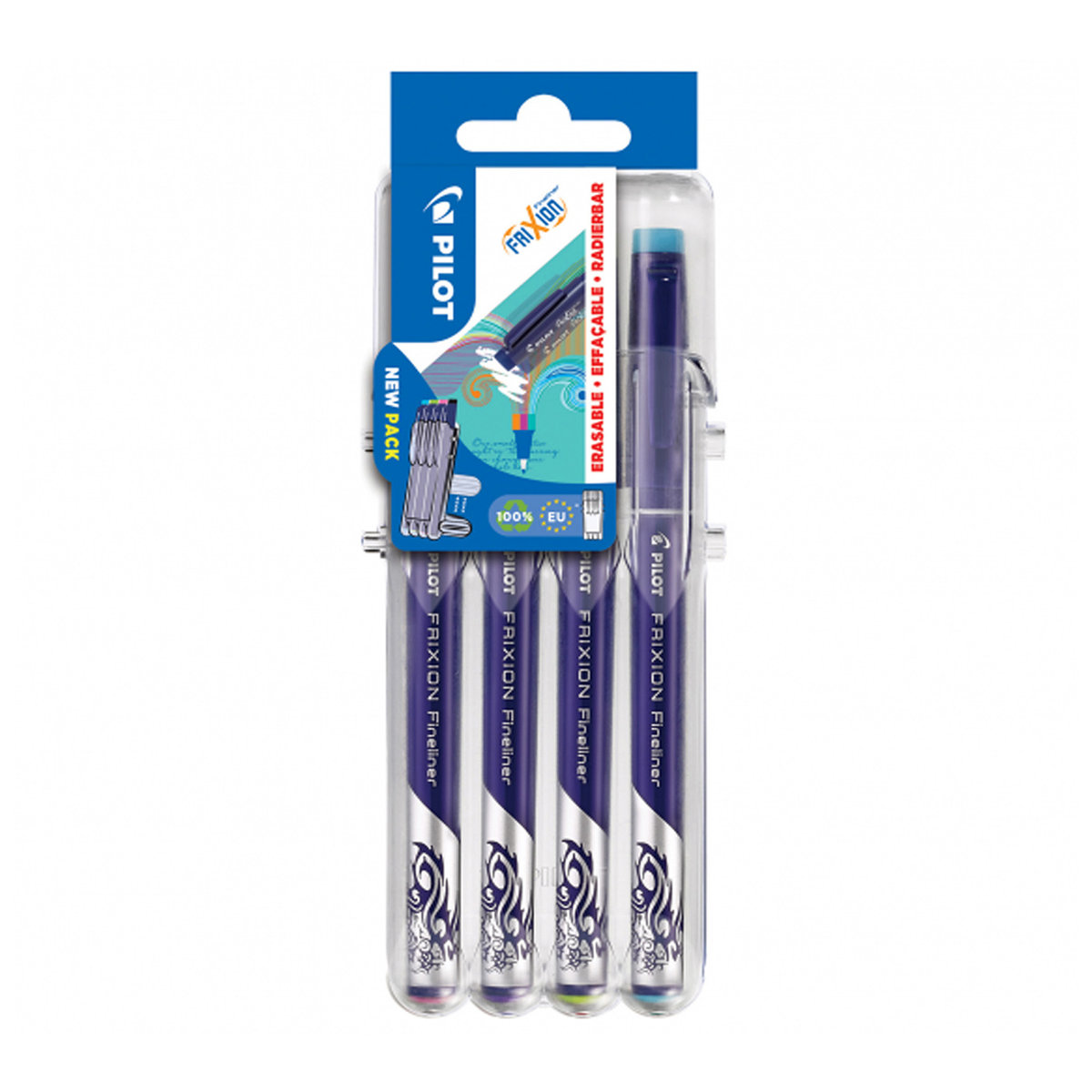 Pilot FriXion Fineliner – Set Van 5 Uitwisbare Fineliners – Blauw – 0,45 Mm Lijndikte – Ideaal Voor Tekenen En Schrijven