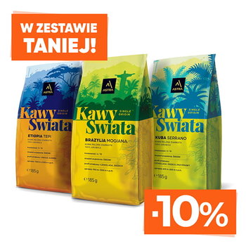 Zestaw degustacyjny Kaw Świata 3 x 185g: Brazylia, Kuba, Etiopia - ASTRA COFFEE & MORE