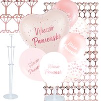 Zestaw Dekoracje na Wieczór Panieński - Stojak Balony Kurtyna Tło Foto