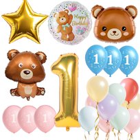 Zestaw Dekoracji Balonów Urodzinowych z Misiem