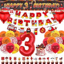 Zestaw Dekoracji Urodzinowych Strażackich 3 Urodziny Chłopca