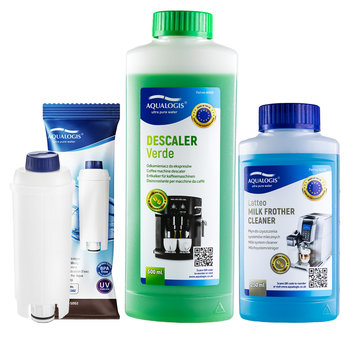 Zestaw Delonghi - AL-S002, Odkamieniacz Aqualogis Verde 500ml, Płyn Czysczący System Mleczny Latteo 250ml - Aqualogis