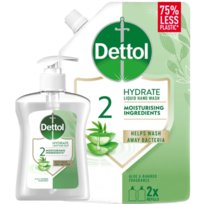 Zestaw DETTOL 250ml Mydło w płynie z pompką Aloes Bambus + 500ml Mydło w płynie Zapas Aloes bambus