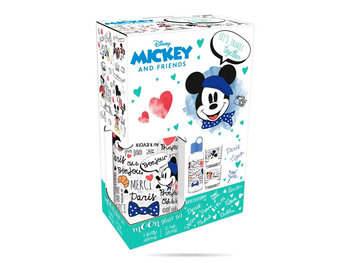 Zestaw Disney Mickey szklany niebieski butelka + 2 szklanki 280 ml - Invictus1928
