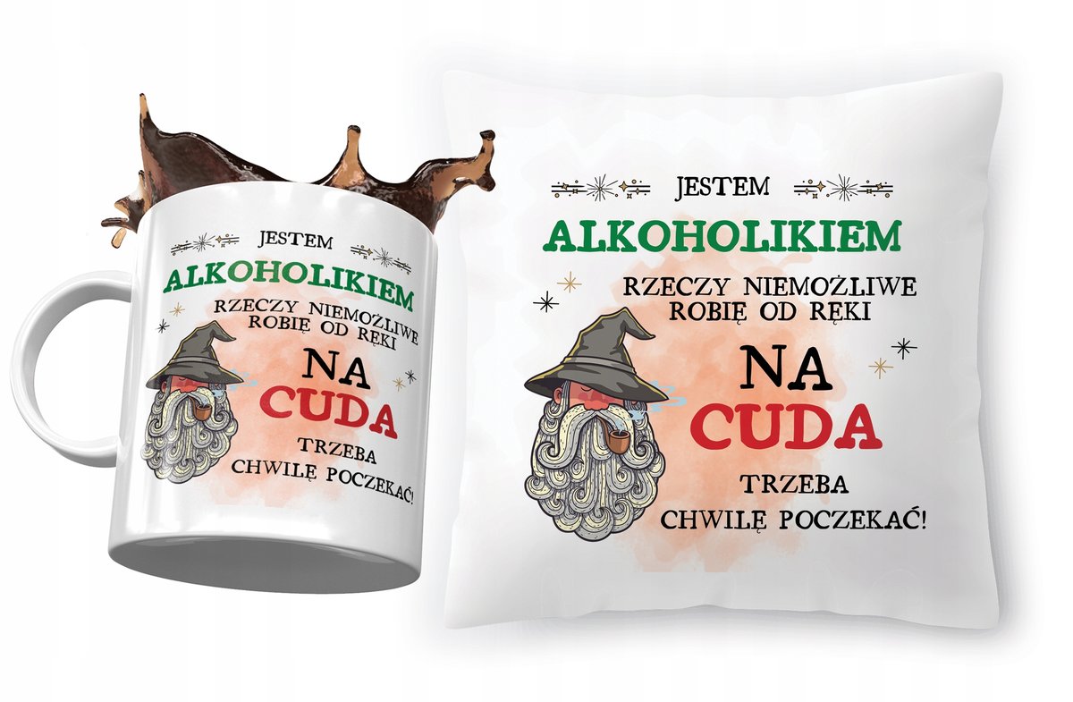 Najlepsza Książka Dla Alkoholika Forum Zestaw Dla Alkoholika Poduszka + Kubek na Prezent z Nadrukiem ze