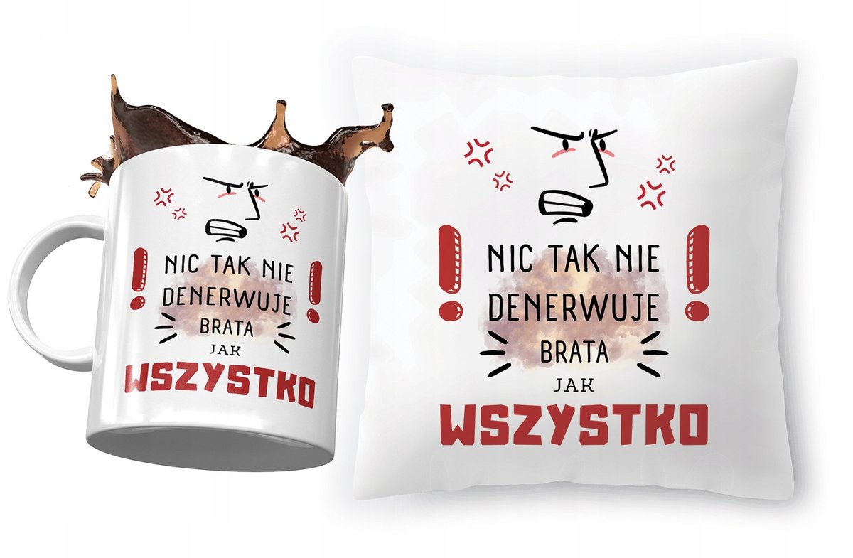 Prezent Dla Brata Na święta Bożego Narodzenia Zestaw Dla Brata Braciszka Poduszka Kubek Prezent z Nadrukiem ze