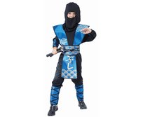 Zestaw dla dzieci Niebieski Ninja (koszula, spodnie, kominiarka, kamizelka kuloodporna, rękawice, nagolenniki), rozm.110/120 cm