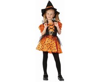 Zestaw dla dzieci Pomarańczowa Czarownica (sukienka, kapelusz, pasek), rozm. 130/140 cm