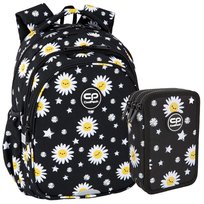 Zestaw Dla Dziewczynki Do Klasy 1-3 Plecak I Piórnik Coolpack Daisy Black Stokrotki