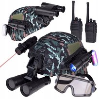 Zestaw dla żołnierza hełm lornetka laser lampka walkie talkie moro ZA5310 JOKOMISIADA