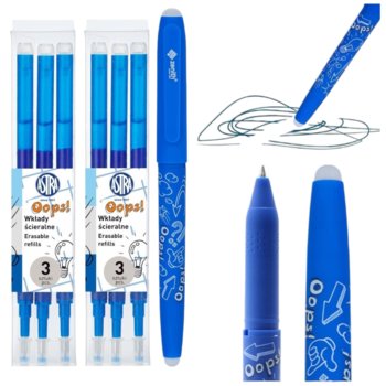 Zestaw Długopis Zmazywalny Ścieralny + 6 Wkłady Niebieskie Astra Oops - Oops