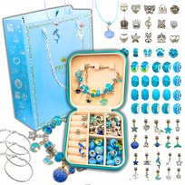 Zestaw Do Biżuterii Niebieski Komplet Koralików 68 Elementów DIY Kreatywny