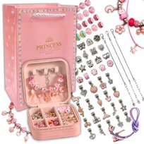 Zestaw Do Biżuterii Różowy Komplet Koralików 68 Elementów Zestaw Kreatywny