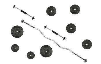 Zestaw Do Ćwiczeń 29Kg - Z Gryfem Łamanym 120 Cm, Nakładem Obciążeń I Hantlami - Pretorians