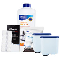 Zestaw do Ekspresu Philips Saeco, Filtr AL-Clean 2szt, Tabletki Czyszczące CA6704, Odkamieniacz Uniwersalny Aqualogis 1L