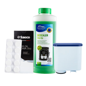 Zestaw do Ekspresu Philips Saeco, Filtr AL-Clean, Tabletki Czyszczące CA6704, Odkamieniacz Aqualogis Verde 500ml - Aqualogis
