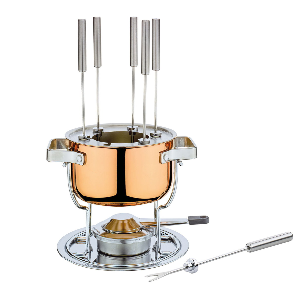 Zestaw do fondue, dla 6 os., stal nierdzewna/miedź, śred. 17 cm, 1,5 l / Spring
