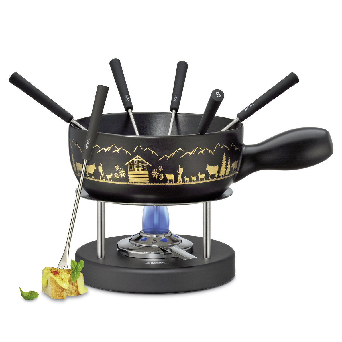 Zestaw do fondue Spring Fondue, dla 6 os., 10 el., ceramika/metal, 2,0 l, śred. 22 cm