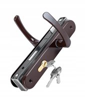 Zestaw do Furtki Bramy Klamka Brązowa 90 Wkładka Zamek 90/22 Kaseta 90/40