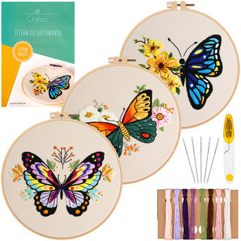 Zestaw do haftowania haftu DIY mulina tamborki igły gotowe wzory 3 szt. - Craftec