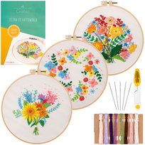 Zestaw do haftowania wyszywania haftu DIY gotowe wzory 3 szt. muliny kanwa