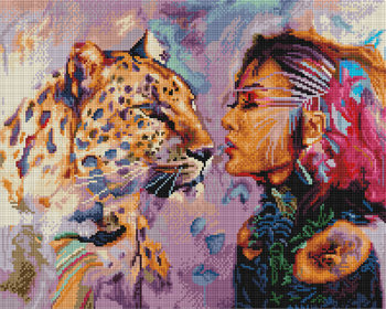 Zestaw do Haftu, Diamentowa mozaika na ramie 40x50 Dziewczyna z tygrysicą - Twoje Hobby