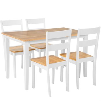 Zestaw do jadalni stół i 4 krzesła drewniany jasny z białym GEORGIA - Beliani