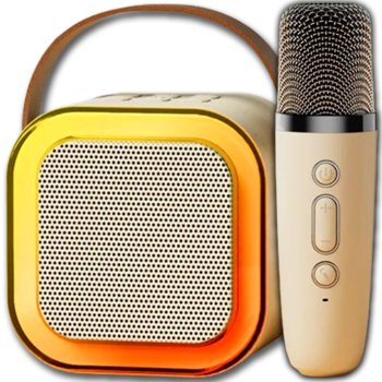 Zestaw Do Karaoke Mikrofon + Głośnik Bezprzewodowy Led Bluetooth Beżowy - Inny producent