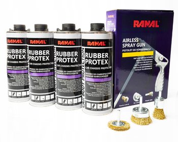 Zestaw Do Konserwacji Podwozia + Pistolet Szczotki (4X1L Rubber + Pistolet + Szczotki) - RANAL