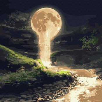 Zestaw do malowania po numerach. "Wodospad księżycowy z farbami metalicznymi" 50х50cm KHO5033 - Ideyka