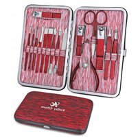 ZESTAW DO MANICURE| PEDICURE | ZESTAW PODRÓŻNY| CZERWONY| 16 szt.