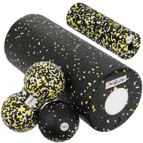 Zestaw do masażu 5w1 Crossfit wałek piłka roller EPP - yellow