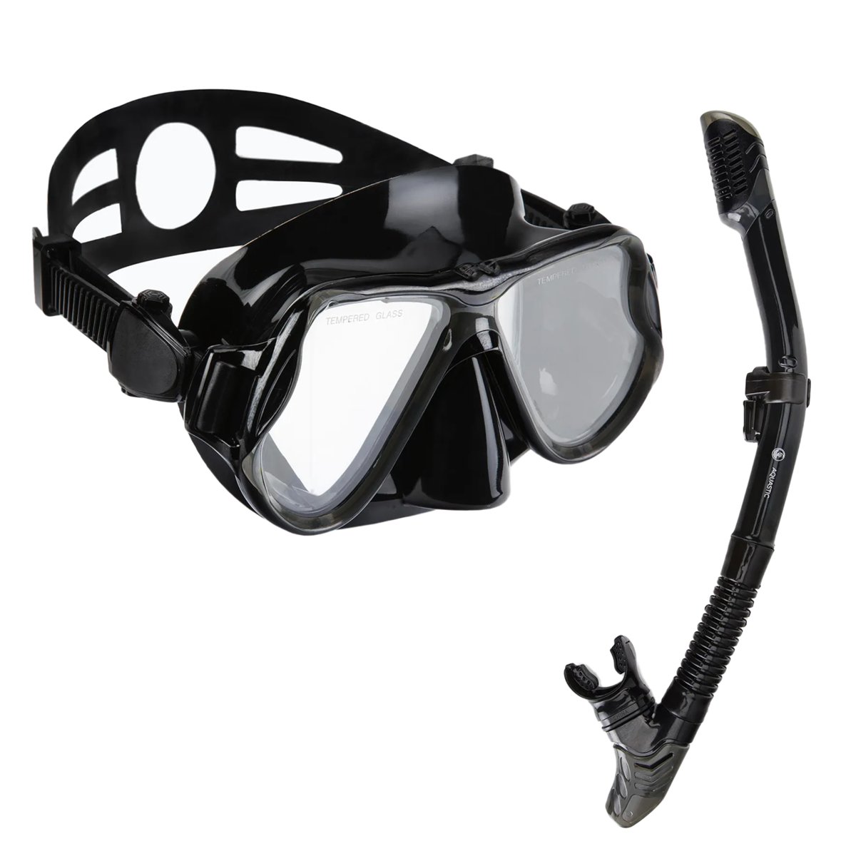 Zdjęcia - Maska do pływania Zestaw do nurkowania AQUASTIC Maska Fajka czarny