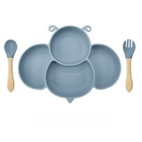 Zestaw do posiłków dla dzieci i niemowląt „Smakuje MI!” – 3w1 Błękitny sen (pastelowy niebieski)