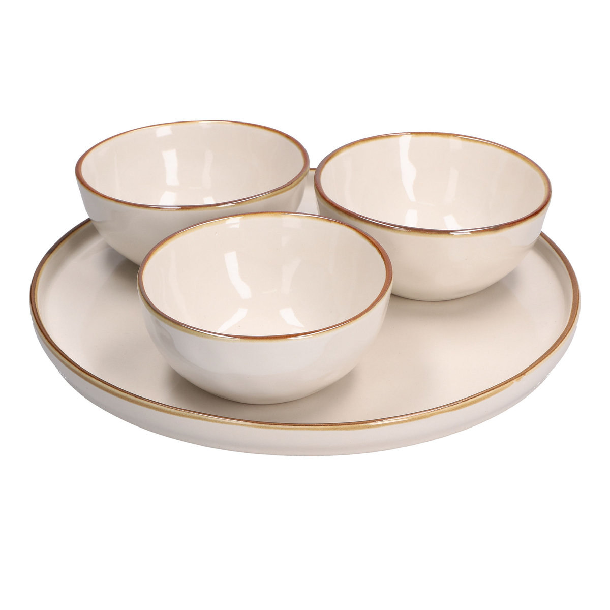 Set 4 Piatti Fondi Rose & Tulipani Avorio 21 Cm – Stoneware Con Bordo Dorato, Eleganti Per Colazione E Cena