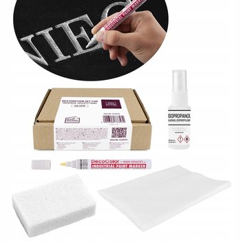 Zestaw DO RENOWACJI NAPISÓW na pomnikach Marker olejowy SREBRNY 5 elementów - Idea Home by Leviatan