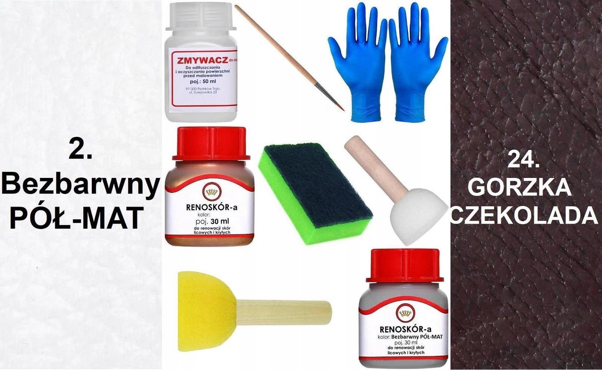 Inny producent ZESTAW DO RENOWACJI Skóry KIEROWNICY BEZBARWNY PÓŁMAT FarbaGORZKA CZEKOLADA