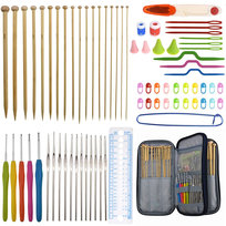 Zestaw do robienia na drutach i szydełkowania druty szydełka etui 74 el.