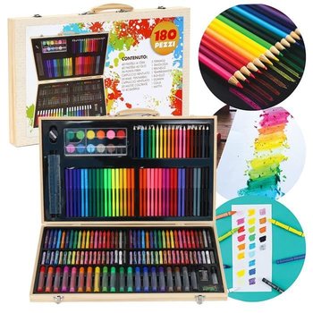 Zestaw do rysowania 180 szt., SDLOGAL, przenośna walizka, pastele, akwarela, kolorowe kredki, dla dzieci - Inna producent