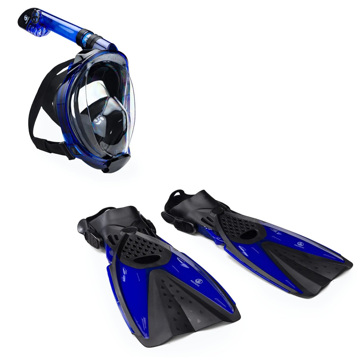 Фото - Маска для плавання Zestaw do snorkelingu AQUASTIC Maska Fullface + Płetwy niebieski SMFA-01SN