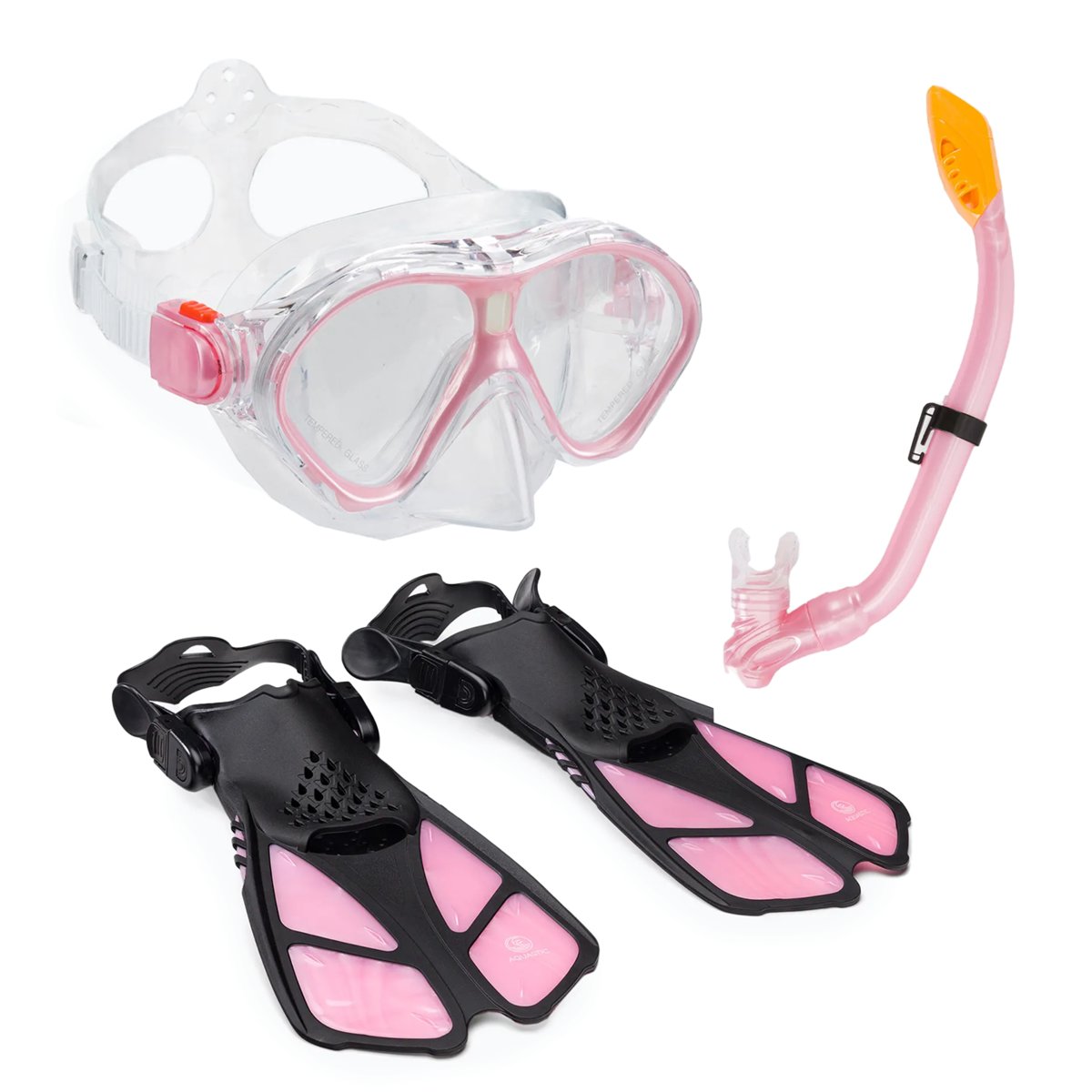 Zdjęcia - Maska do pływania Zestaw do snorkelingu dziecięcy AQUASTIC Maska + Płetwy + Fajka różowy MSF