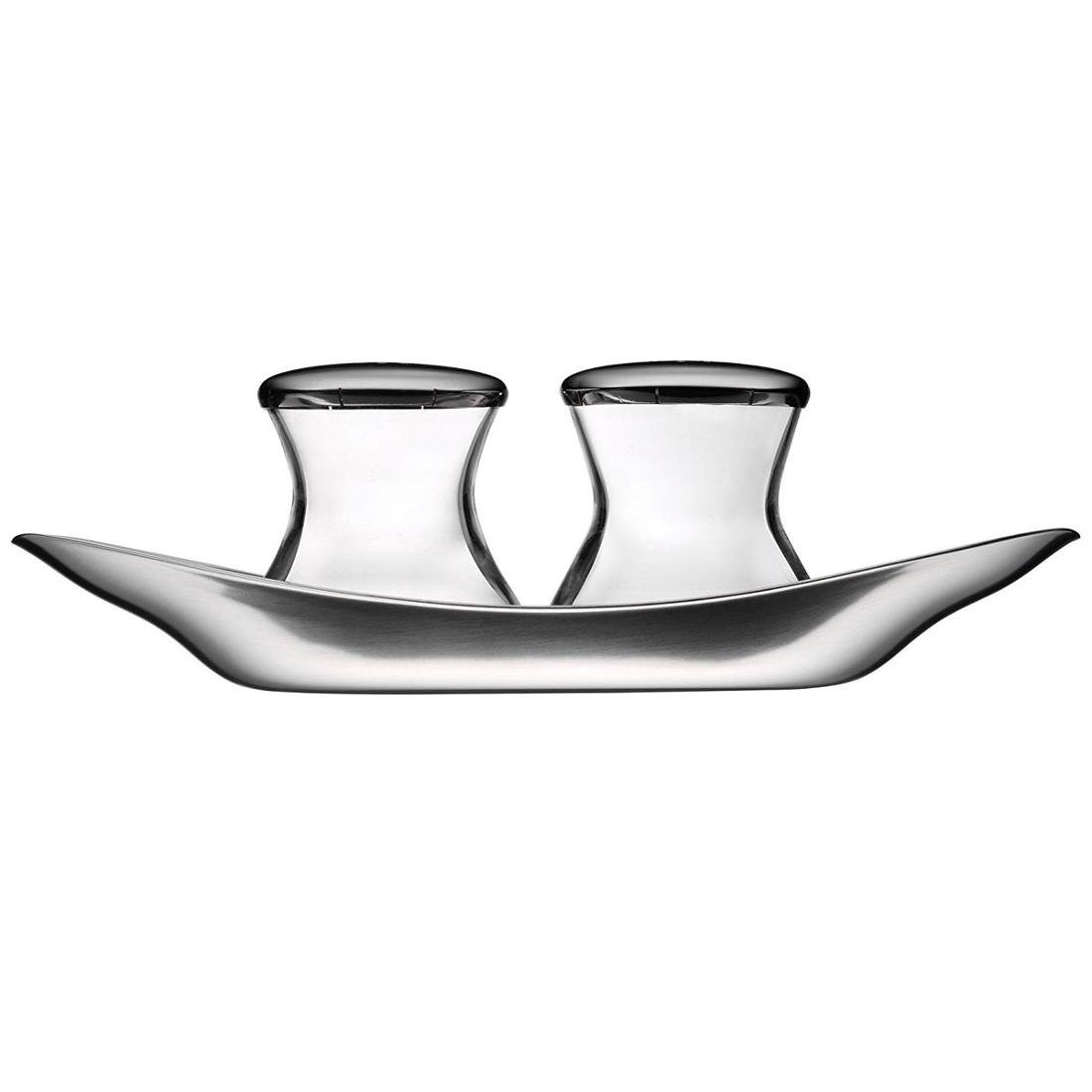 Zestaw do soli i pieprzu WMF Wagenfeld Max i Moritz, srebrny, 17x6x4,6 cm
