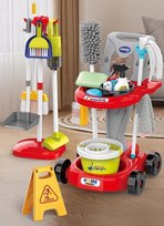 Zestaw do Sprzątania Wózek CZERWONY z Odkurzaczem XXL