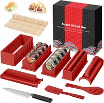 Zestaw Do Sushi Mata Bambusowa Rolka Nóż Pałeczki Szpatułka 12X